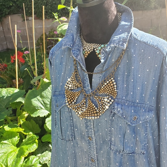*SOLD* Philosophy chambray dotted tunic, XXL - Picture 2 of 6